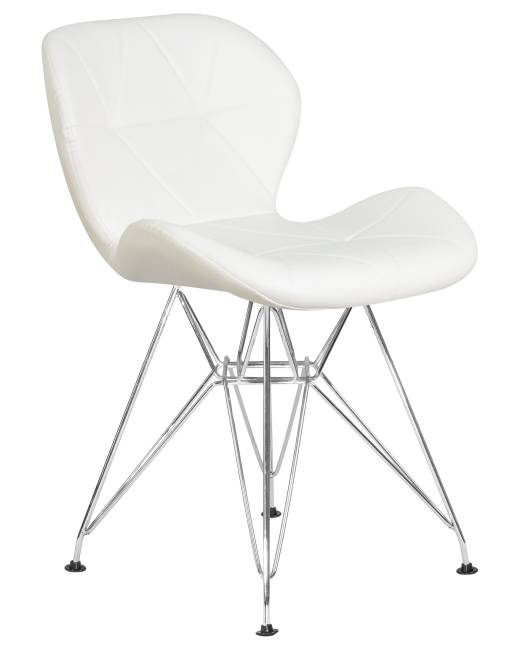 Набор 2 шт Стул обеденный DOBRIN BUTTERFLY CHROME, ножки хром, цвет белый