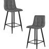 Набор 2 шт Стул полубарный DOBRIN OLIVIA, черные матовые ножки, серая антрацитовая винтажная экокожа (RU-08)
