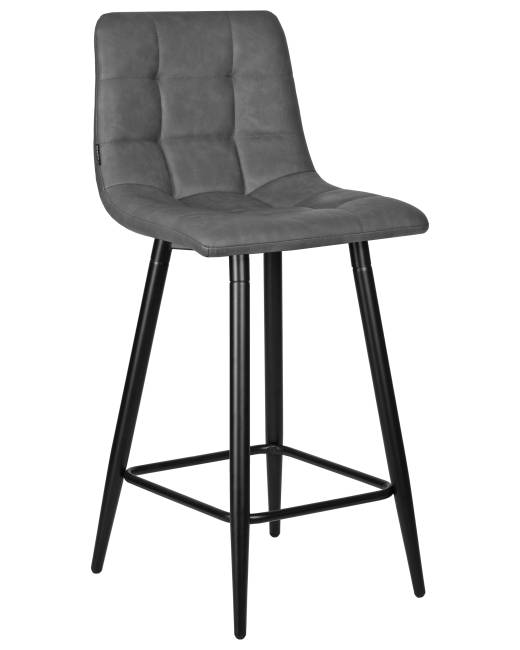 Набор 2 шт Стул полубарный DOBRIN OLIVIA, черные матовые ножки, серая антрацитовая винтажная экокожа (RU-08)