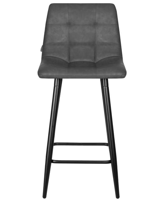Набор 2 шт Стул полубарный DOBRIN OLIVIA, черные матовые ножки, серая антрацитовая винтажная экокожа (RU-08)