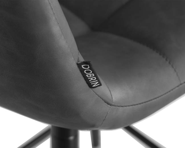 Набор 2 шт Стул полубарный DOBRIN OLIVIA, черные матовые ножки, серая антрацитовая винтажная экокожа (RU-08)