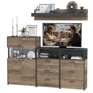 Набор мебели в гостиную с подсветкой серии Трувор № 9 цвет дуб гранж песочный/интра