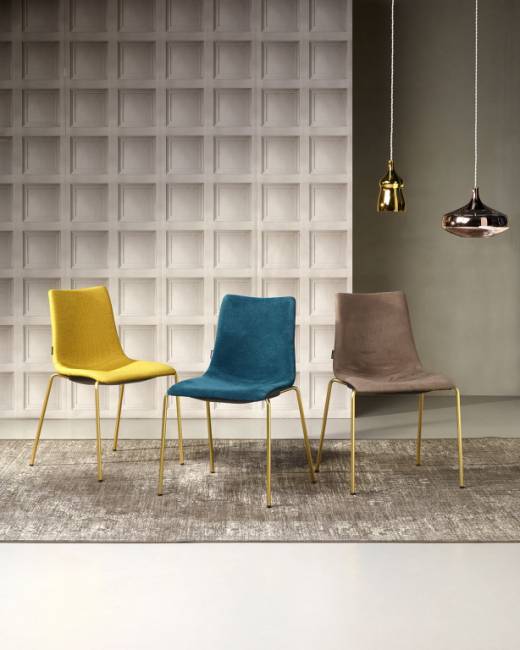 Стул с обивкой Zebra Pop 4 legs сатинированная латунь, желтый 540х520х810 мм