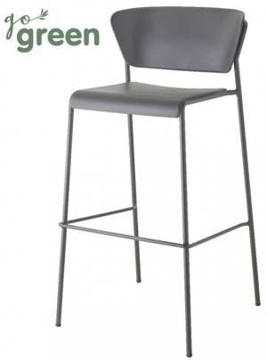 Стул пластиковый барный Lisa Technopolymer Go Green антрацит 520х500х980 мм