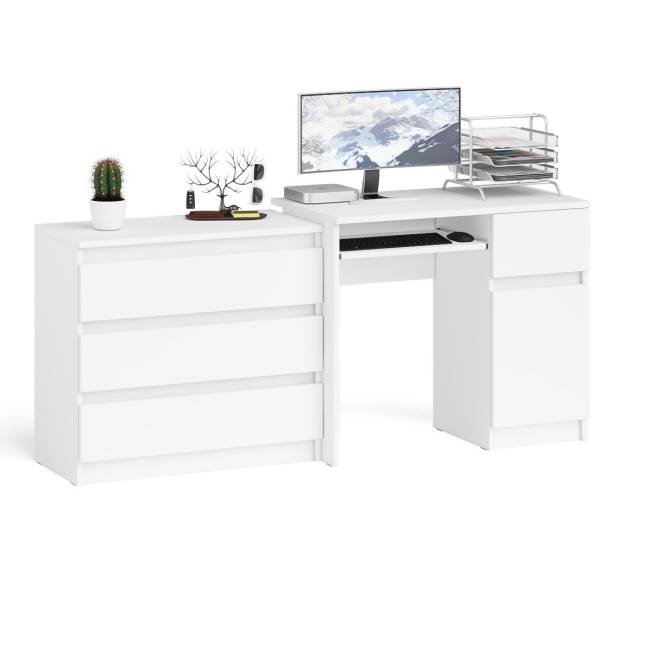 Стол компьютерный МС-1 правый с комодом на три ящика 800 Мори цвет белый