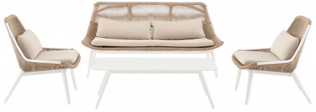 Комплект плетеной мебели Como белый, натуральный, шампанское Комплект плетеной мебели Como белый, натуральный, шампанское