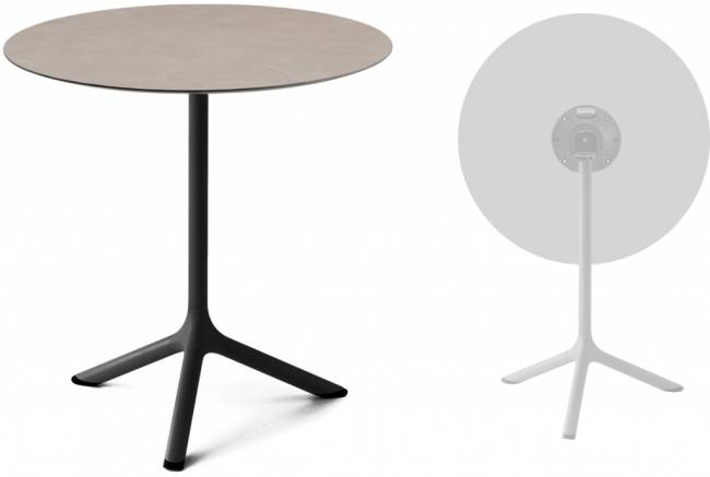 Стол ламинированный обеденный складной Tripe Folding черный, тортора шпатель Ø700х740 мм