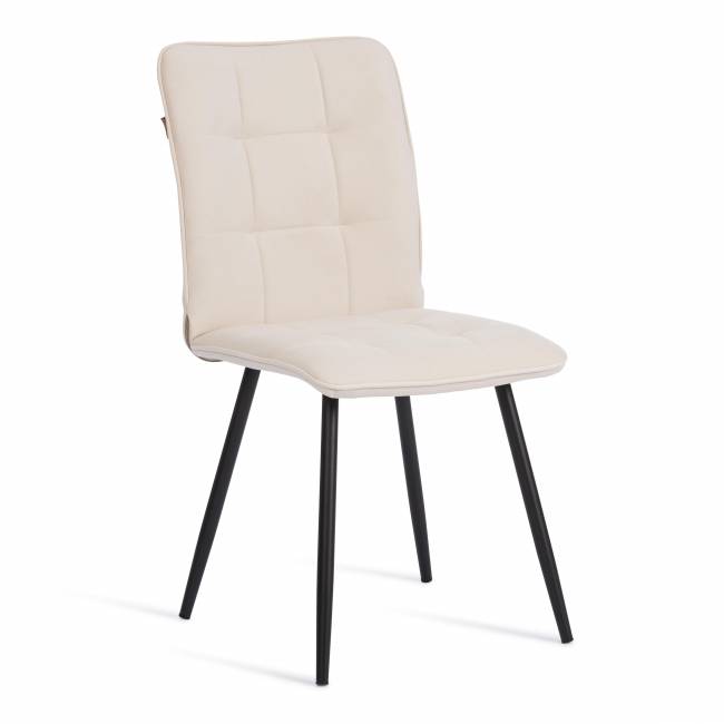 Стул обеденный Bari флок , молочный/черный, 4, 46х55х89 белый флок