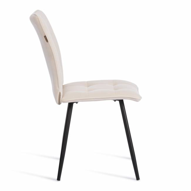 Стул обеденный Bari флок , молочный/черный, 4, 46х55х89 белый флок