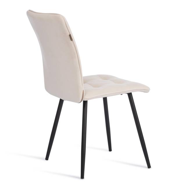 Стул обеденный Bari флок , молочный/черный, 4, 46х55х89 белый флок
