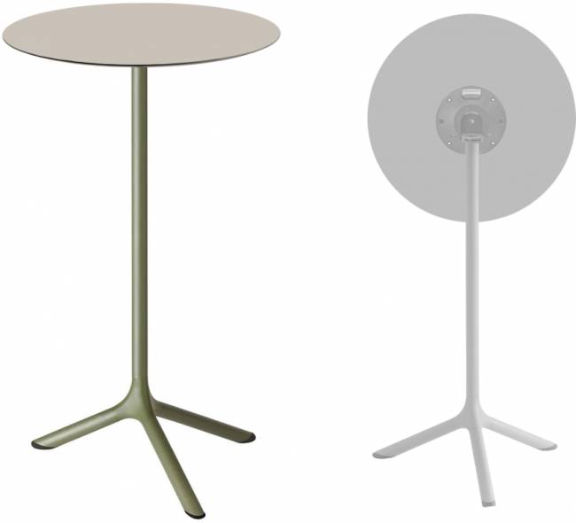 Стол ламинированный барный складной Tripe Folding оливковый, тортора Ø600х1100 мм