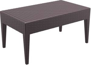 Столик пластиковый плетеный журнальный Miami Lounge Table коричневый 920х530х450 мм
