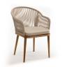 "Лион" стул плетеный из роупа, основание дуб, роуп бежевый круглый, ткань бежевая