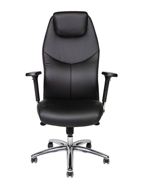 Кресло офисное / Леман / черная экокожа/ алюминий крестовина