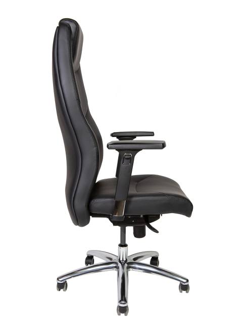 Кресло офисное / Леман / черная экокожа/ алюминий крестовина