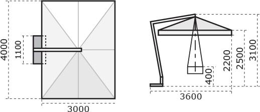 Зонт профессиональный 3х4 м Pompei Braccio белый, серо-коричневый 3000х4000 мм Зонт профессиональный 3х4 м Pompei Braccio белый, серо-коричневый 3000х4000 мм