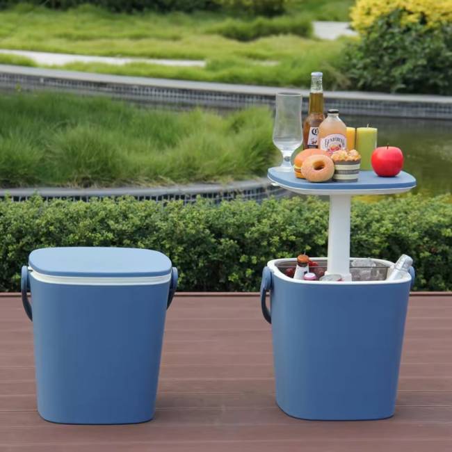 Стол пластиковый мини-бар Pop Up Cool Bar синий, белый 350х340х370/580 мм