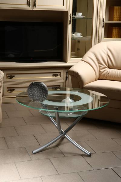 Стол журнальный Дуэт 4 металлик/ прозрачное