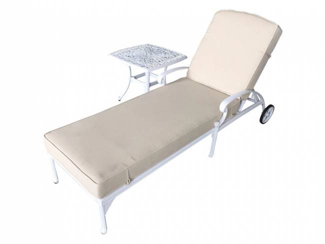Белый шезлонг Bertha из литого алюминия