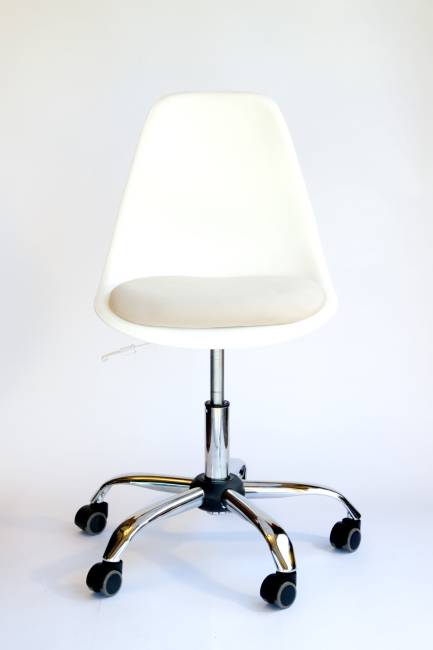 Кресло компьютерное Смузи Хром белый/бежевый