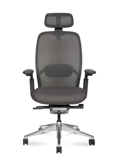 Кресло офисное / Тэсла алюминюм / Tesla aluminium / серая сетка / серая ткань / база алюминий