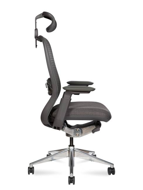 Кресло офисное / Тэсла алюминюм / Tesla aluminium / серая сетка / серая ткань / база алюминий