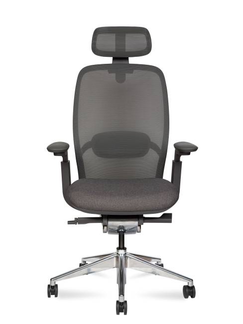 Кресло офисное / Тэсла алюминюм / Tesla aluminium / серая сетка / серая ткань / база алюминий