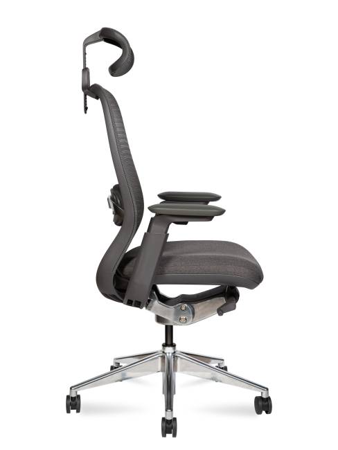 Кресло офисное / Тэсла алюминюм / Tesla aluminium / серая сетка / серая ткань / база алюминий