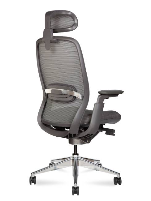 Кресло офисное / Тэсла алюминюм / Tesla aluminium / серая сетка / серая ткань / база алюминий