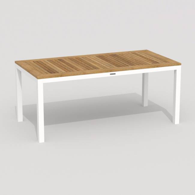 Обеденная группа TELLA  FESTA  каркас белый / стол тик 180 / ткань бежевая