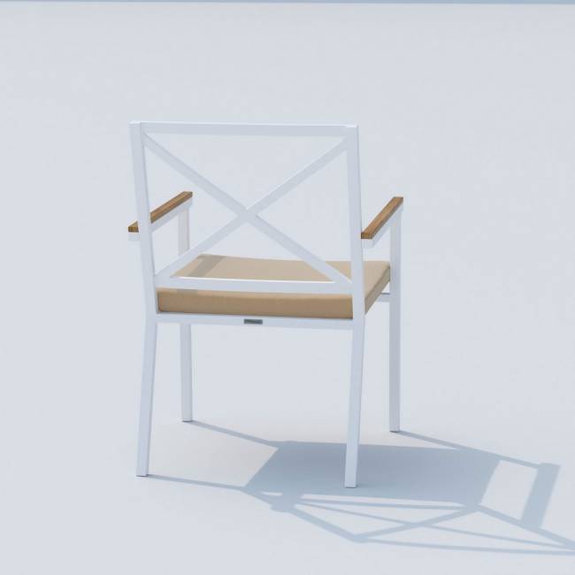 Обеденная группа TELLA  FESTA  каркас белый / стол тик 180 / ткань бежевая