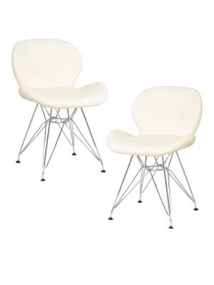 Набор 2 шт Стул обеденный DOBRIN BUTTERFLY CHROME, ножки хром, цвет кремовый