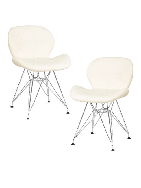 Набор 2 шт Стул обеденный DOBRIN BUTTERFLY CHROME, ножки хром, цвет кремовый