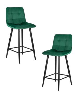 Набор 2 шт Стул полубарный DOBRIN OLIVIA, черные матовые ножки, зелёный велюр (108-64)