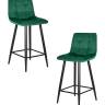 Набор 2 шт Стул полубарный DOBRIN OLIVIA, черные матовые ножки, зелёный велюр (108-64)