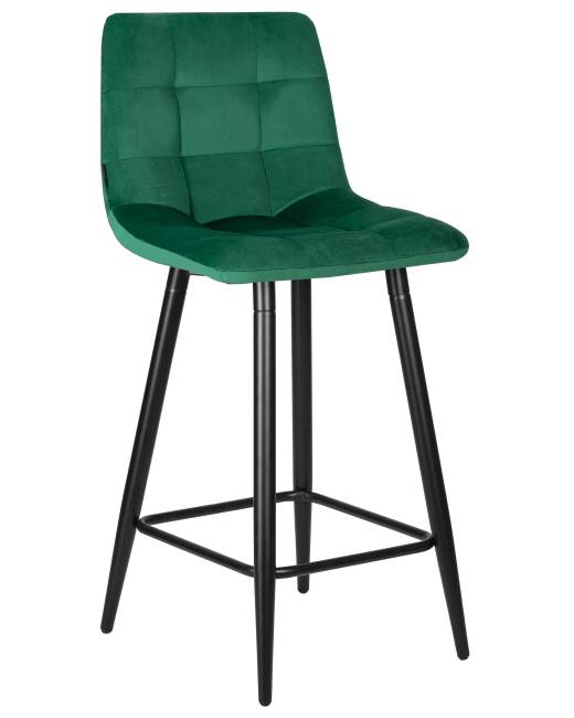Набор 2 шт Стул полубарный DOBRIN OLIVIA, черные матовые ножки, зелёный велюр (108-64)