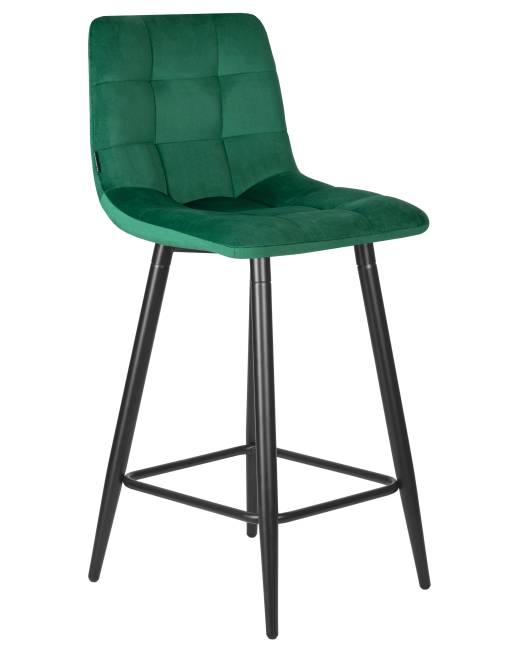 Набор 2 шт Стул полубарный DOBRIN OLIVIA, черные матовые ножки, зелёный велюр (108-64)