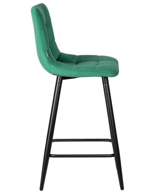 Набор 2 шт Стул полубарный DOBRIN OLIVIA, черные матовые ножки, зелёный велюр (108-64)