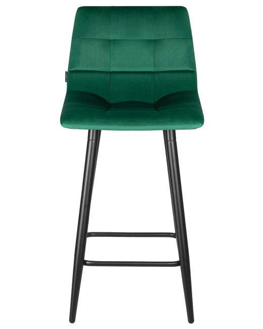 Набор 2 шт Стул полубарный DOBRIN OLIVIA, черные матовые ножки, зелёный велюр (108-64)