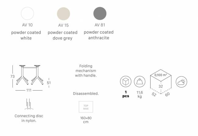 Подстолье двойное металлическое складное Nemo Double тортора 1110х510х730 мм