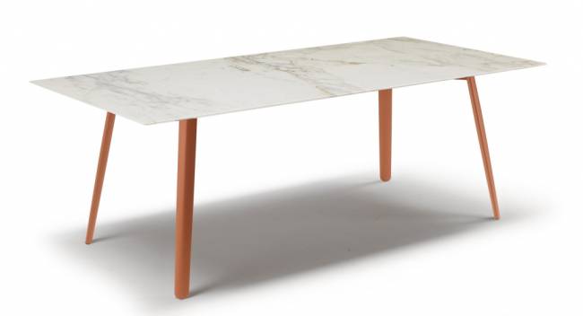 Стол мраморный Squid M терракотовый, белый мрамор Калакатта 2090х1000х740 мм