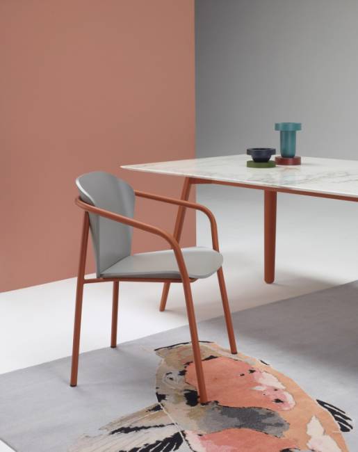 Стол мраморный Squid M терракотовый, белый мрамор Калакатта 2090х1000х740 мм