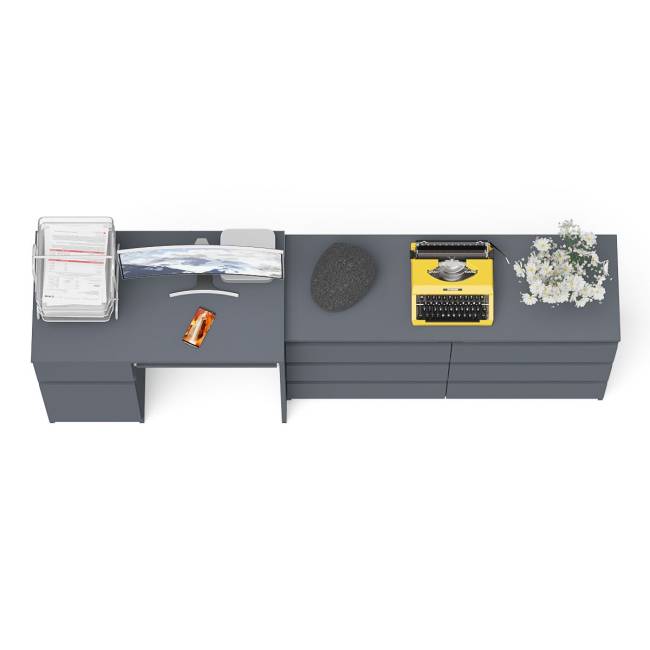 Стол компьютерный МС-1 с дверкой слева с широким комодом 1200 6-ть ящиков Мори цвет графит