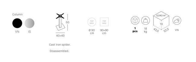 Подстолье металлическое Tiffany черный 400х400х500 мм