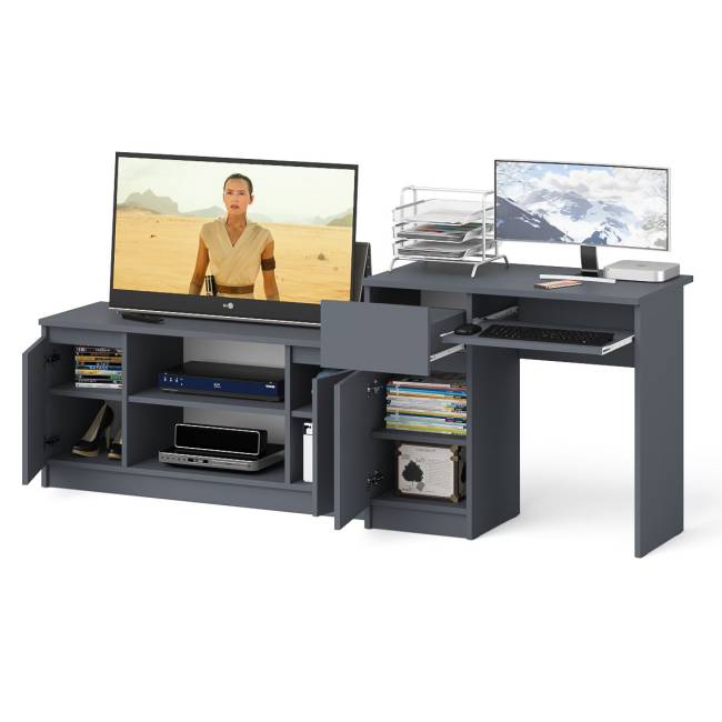 Стол компьютерный МС-1 левый с тумбой МТВ-1200 Мори цвет графит