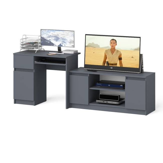 Стол компьютерный МС-1 левый с тумбой МТВ-1200 Мори цвет графит