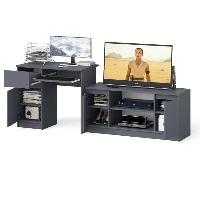 Стол компьютерный МС-1 левый с тумбой МТВ-1200 Мори цвет графит