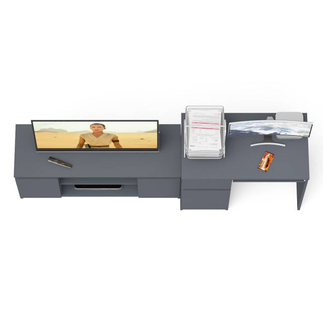 Стол компьютерный МС-1 левый с тумбой МТВ-1200 Мори цвет графит