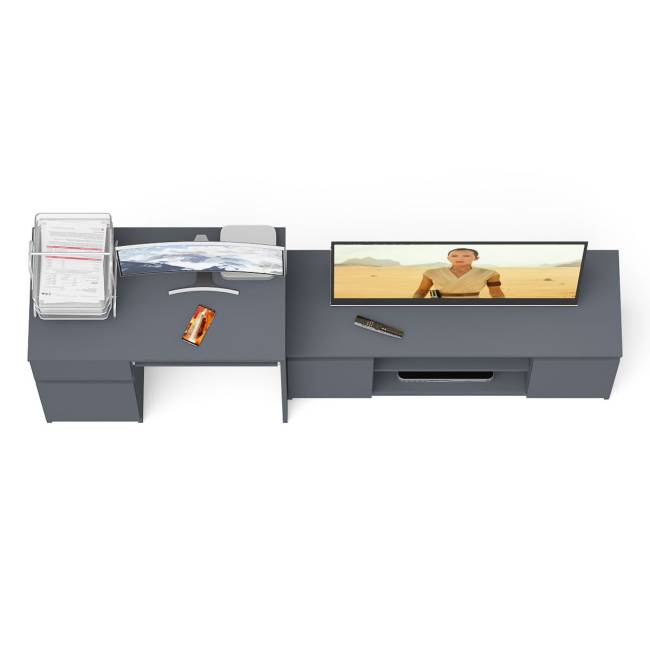 Стол компьютерный МС-1 левый с тумбой МТВ-1200 Мори цвет графит