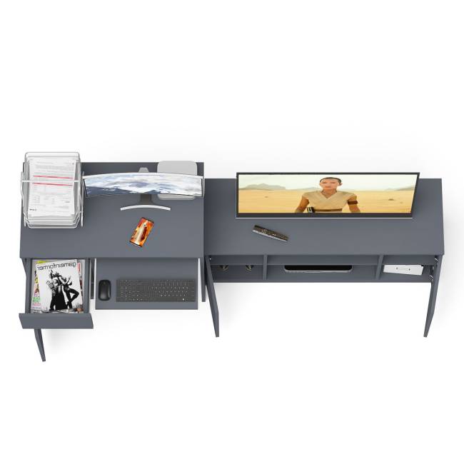 Стол компьютерный МС-1 левый с тумбой МТВ-1200 Мори цвет графит